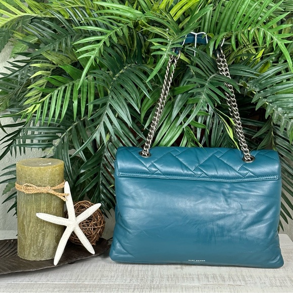 KURT GEIGER - NWOT Teal London Kensington Soft Quilted Leather Crossbody Bag - Picture 6 of 16